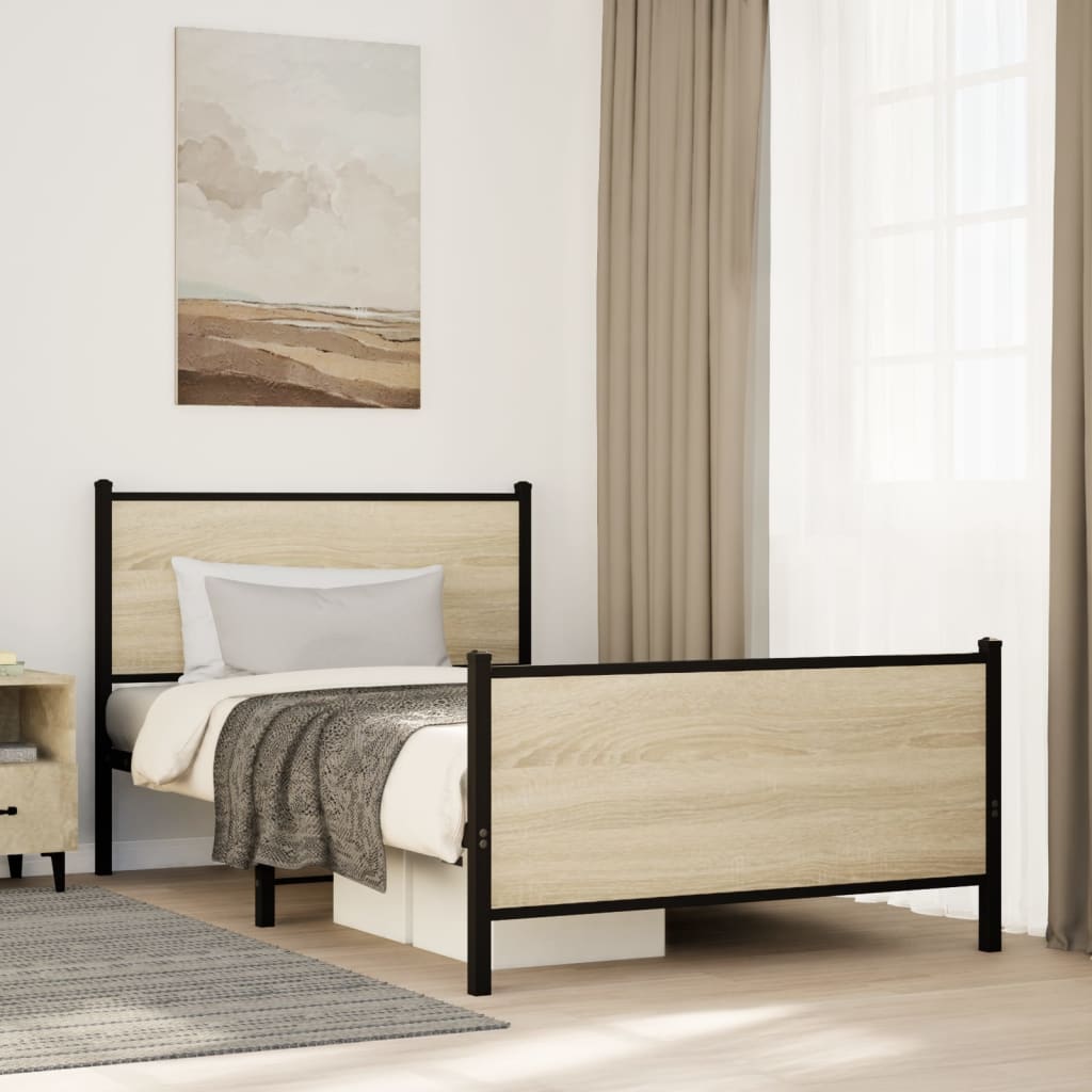 Cadre de lit en métal sans matelas chêne sonoma 100x200 cm - XIOS
