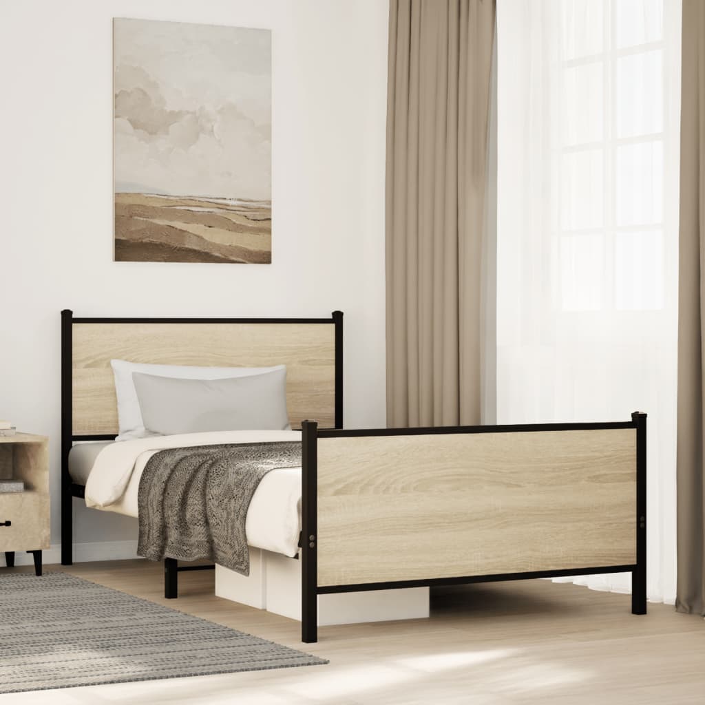 Cadre de lit en métal sans matelas chêne sonoma 107x203 cm - XIOS