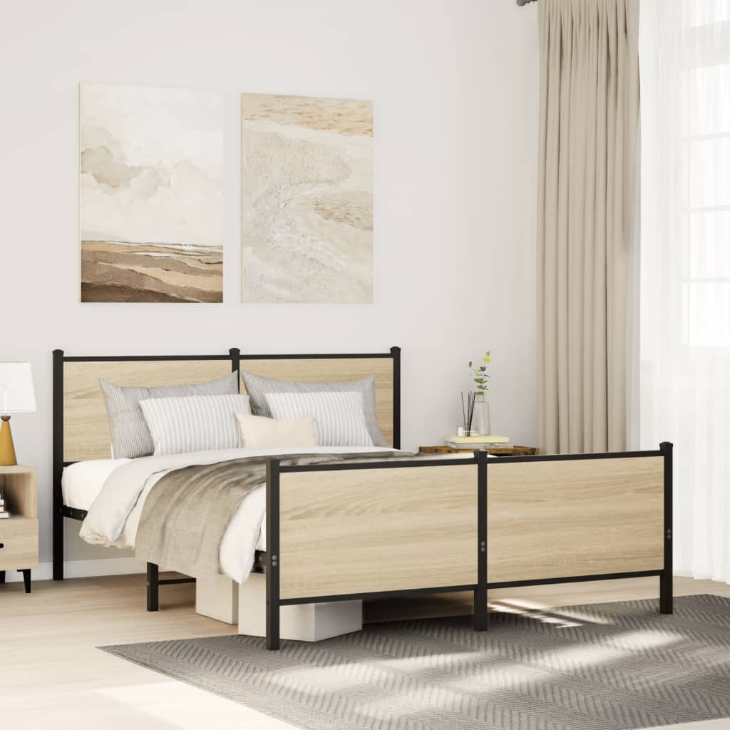 Cadre de lit en métal sans matelas chêne sonoma 137x190 cm - XIOS