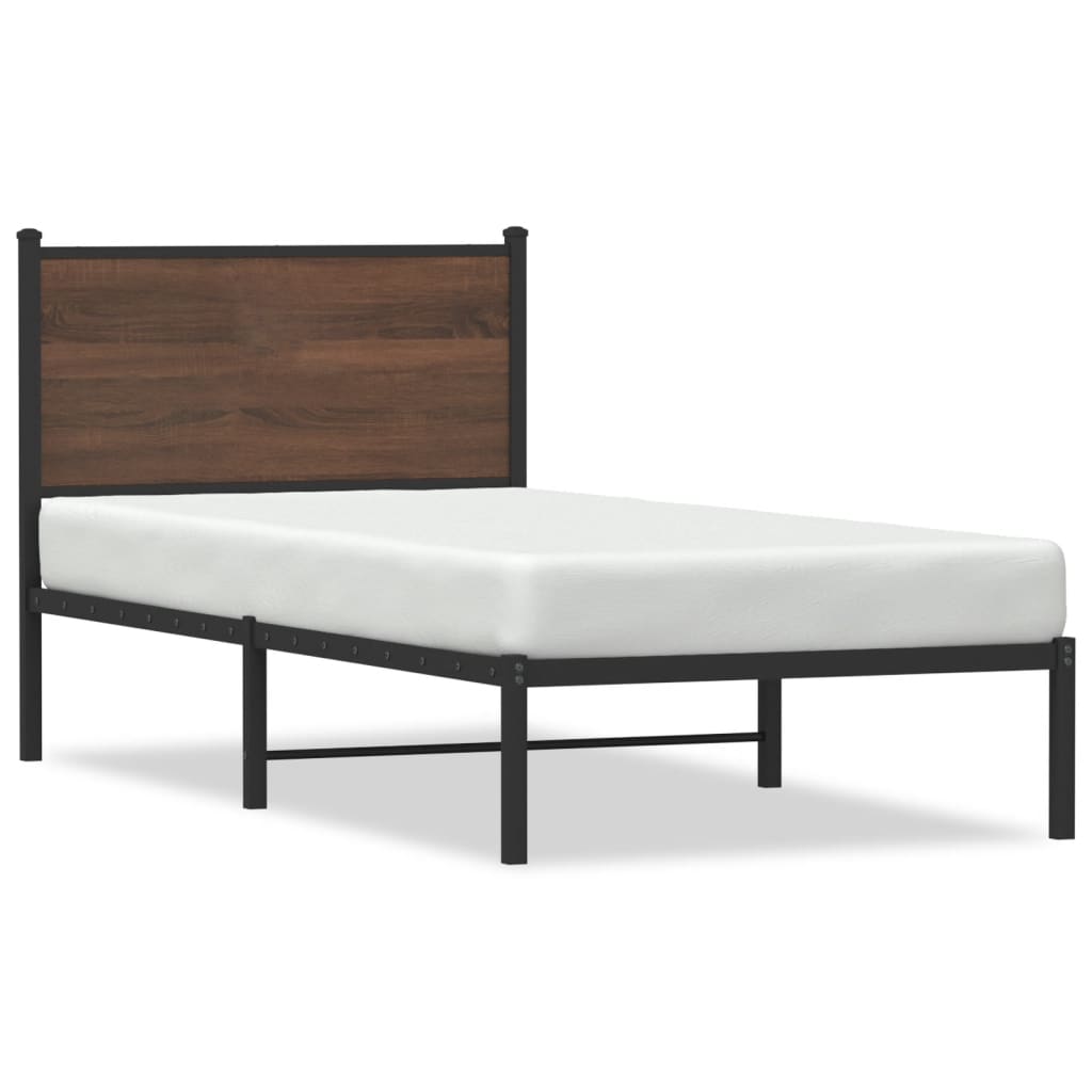 Cadre de lit en métal sans matelas chêne marron 75x190 cm - XIOS