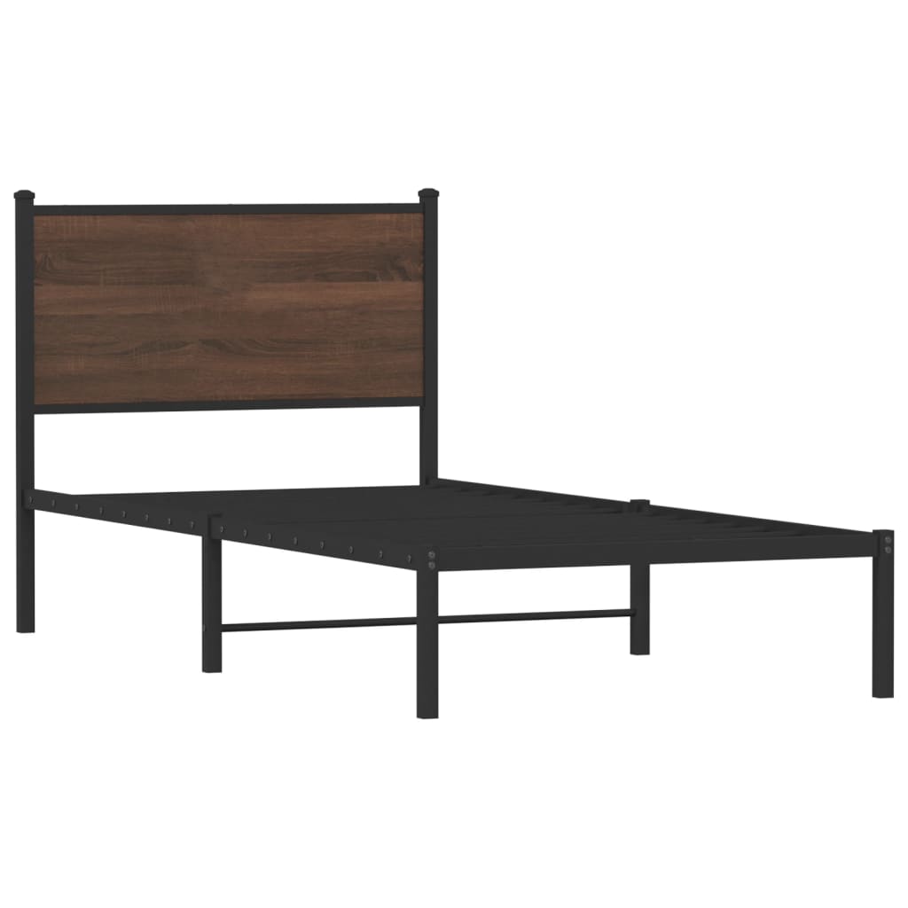 Cadre de lit en métal sans matelas chêne marron 75x190 cm - XIOS