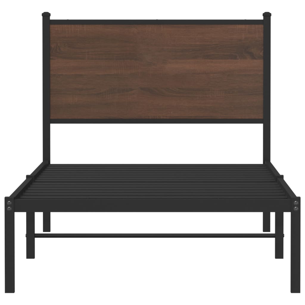 Cadre de lit en métal sans matelas chêne marron 75x190 cm - XIOS