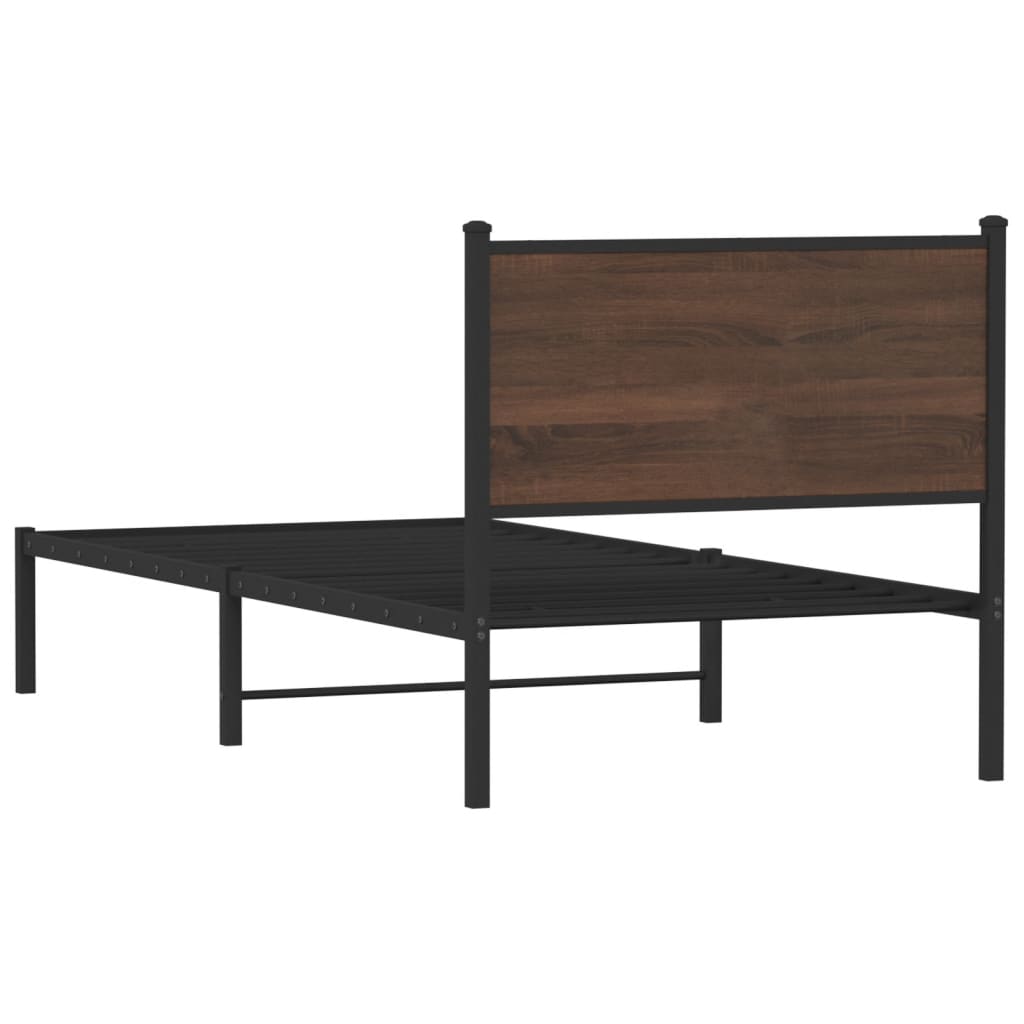 Cadre de lit en métal sans matelas chêne marron 75x190 cm - XIOS