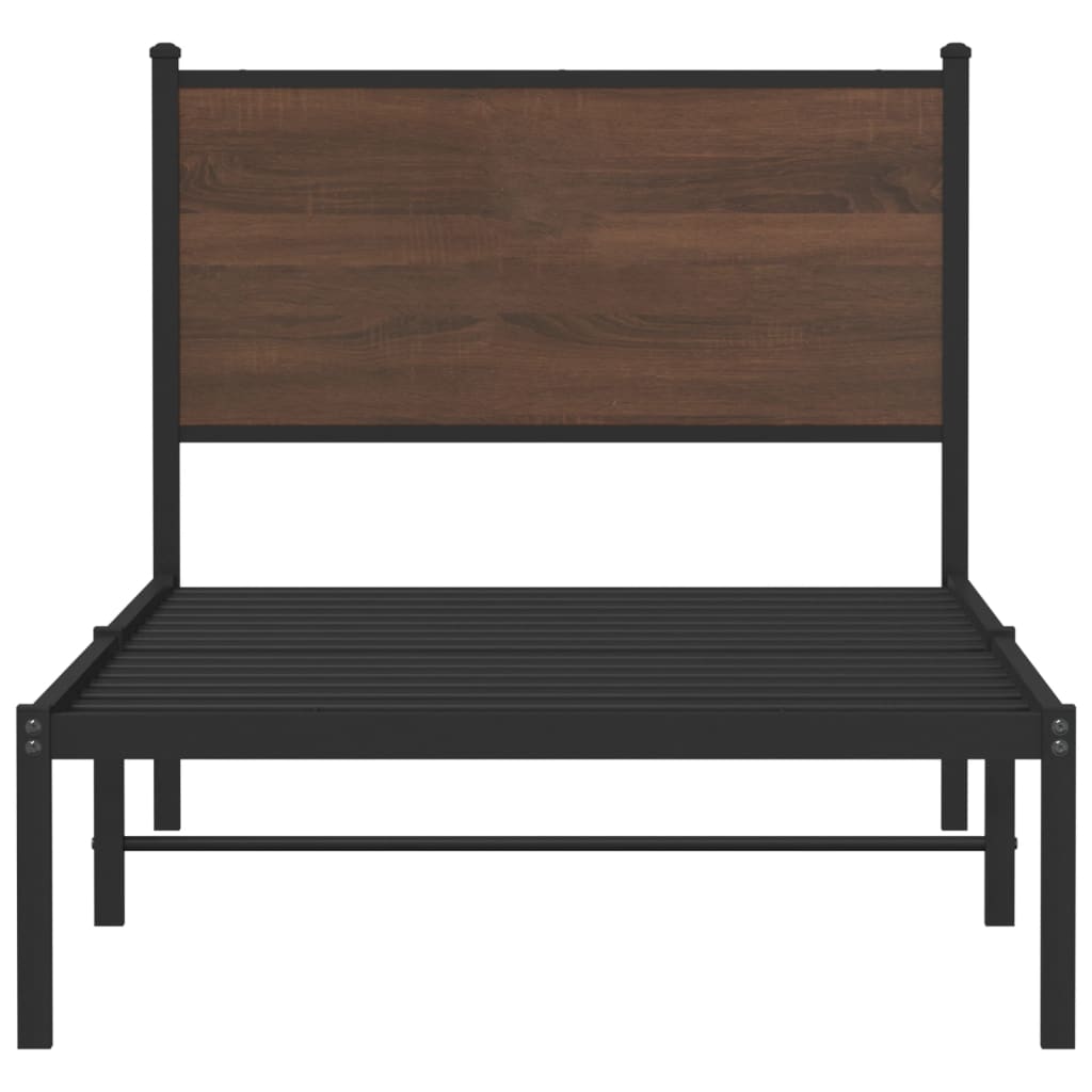 Cadre de lit en métal sans matelas chêne marron 90x190 cm - XIOS