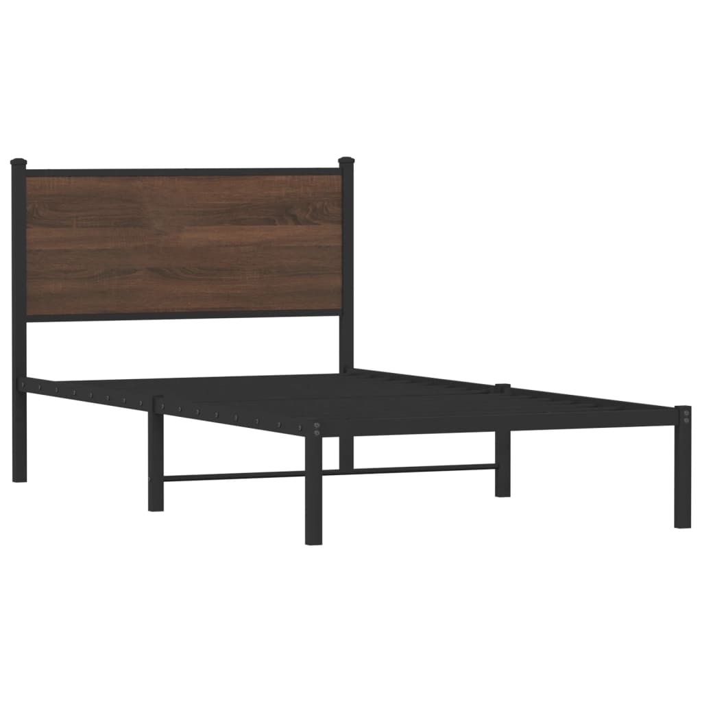 Cadre de lit en métal sans matelas chêne marron 100x190 cm - XIOS