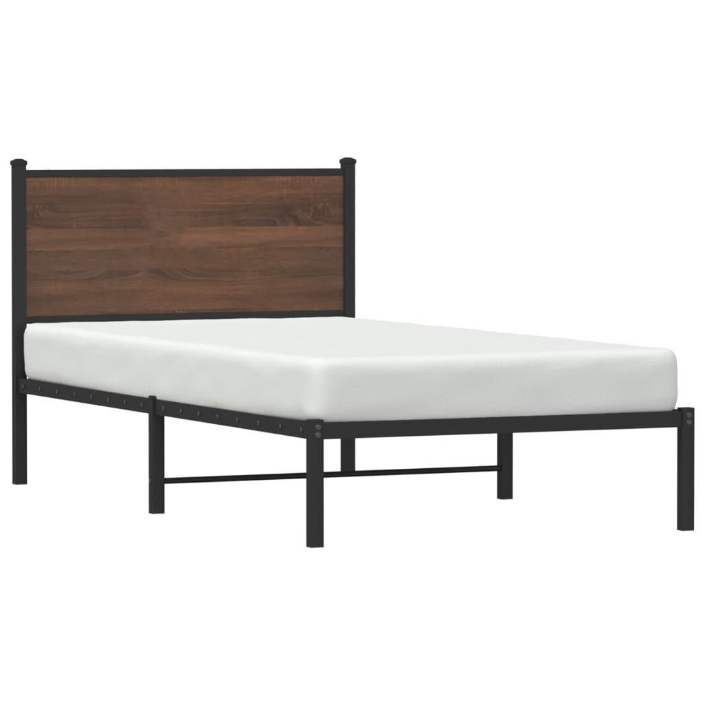 Cadre de lit en métal sans matelas chêne marron 100x200 cm - XIOS