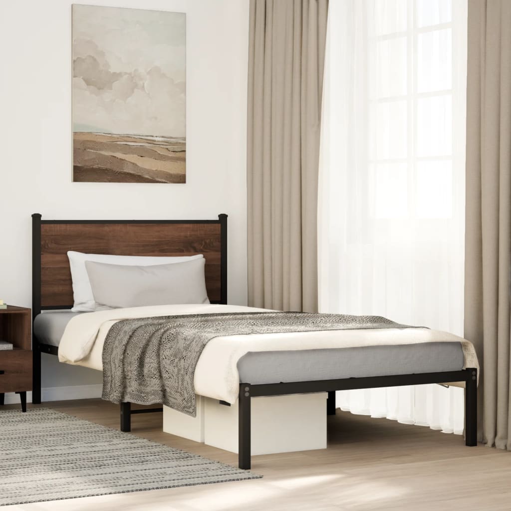 Cadre de lit en métal sans matelas chêne marron 100x200 cm - XIOS