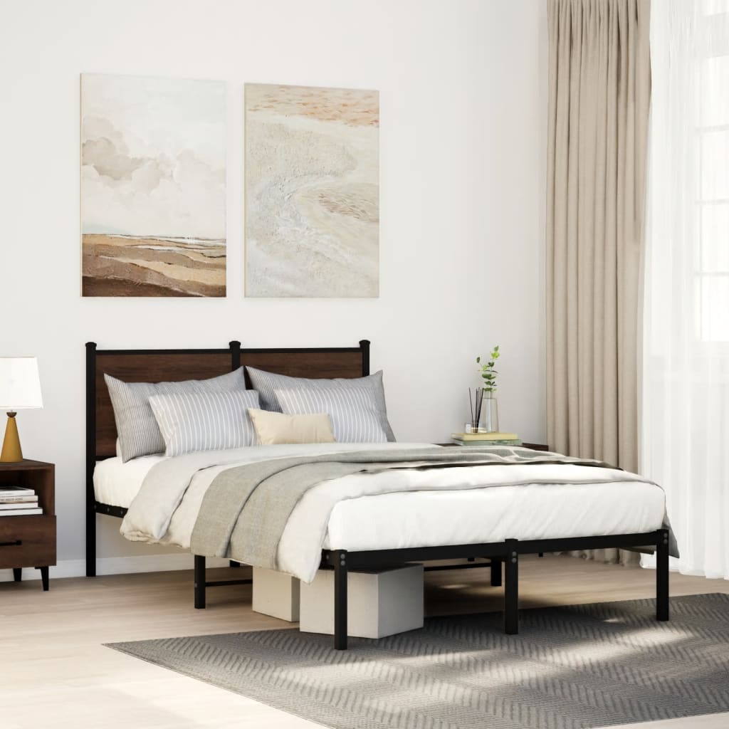 Cadre de lit en métal sans matelas chêne marron 120x190 cm - XIOS