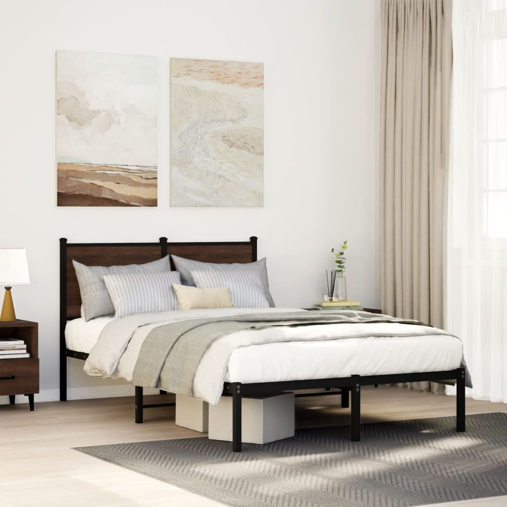 Cadre de lit en métal sans matelas chêne marron 120x200 cm - XIOS