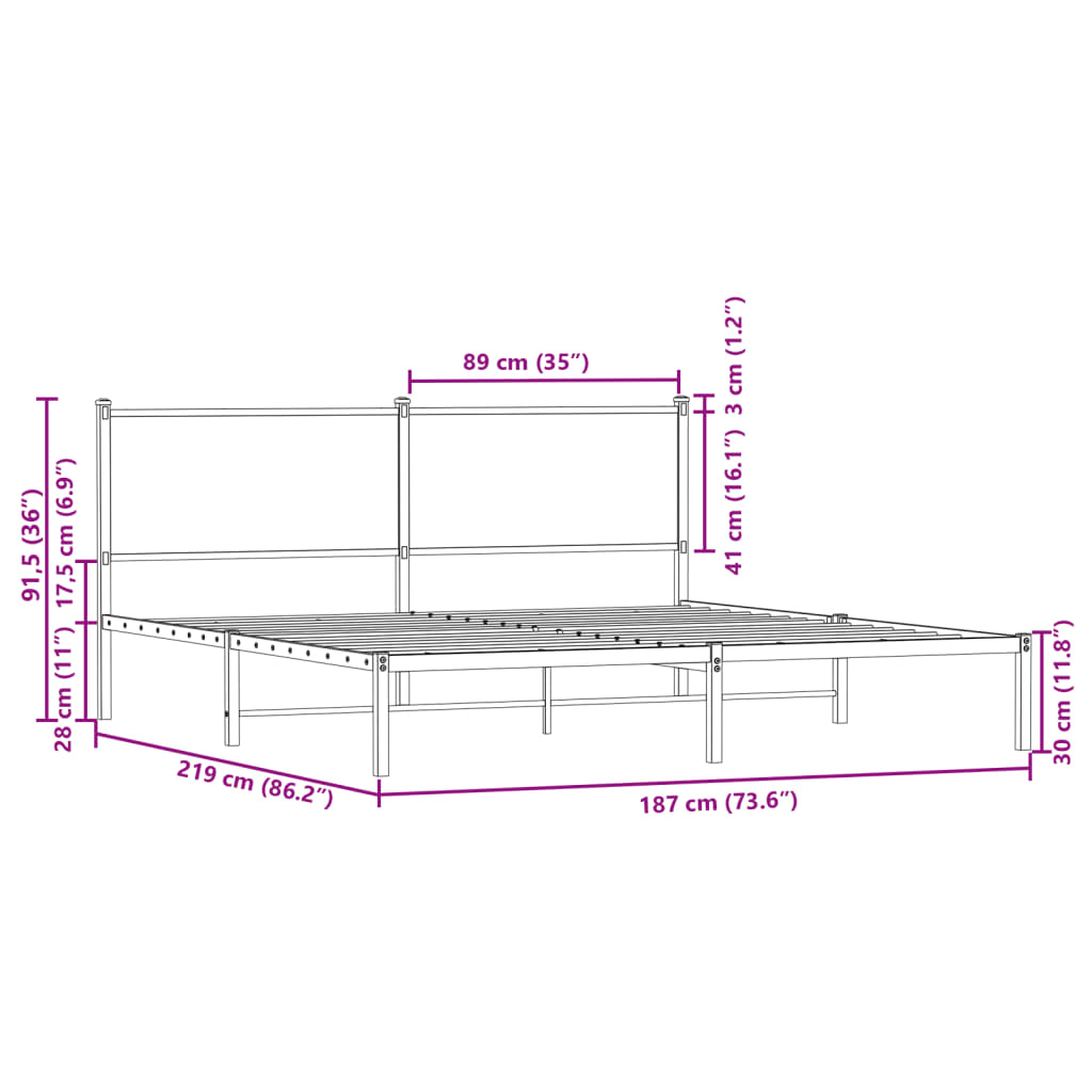 Cadre de lit en métal sans matelas chêne marron 183x213 cm - XIOS