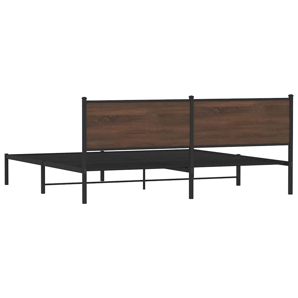 Cadre de lit en métal sans matelas chêne marron 193x203 cm - XIOS