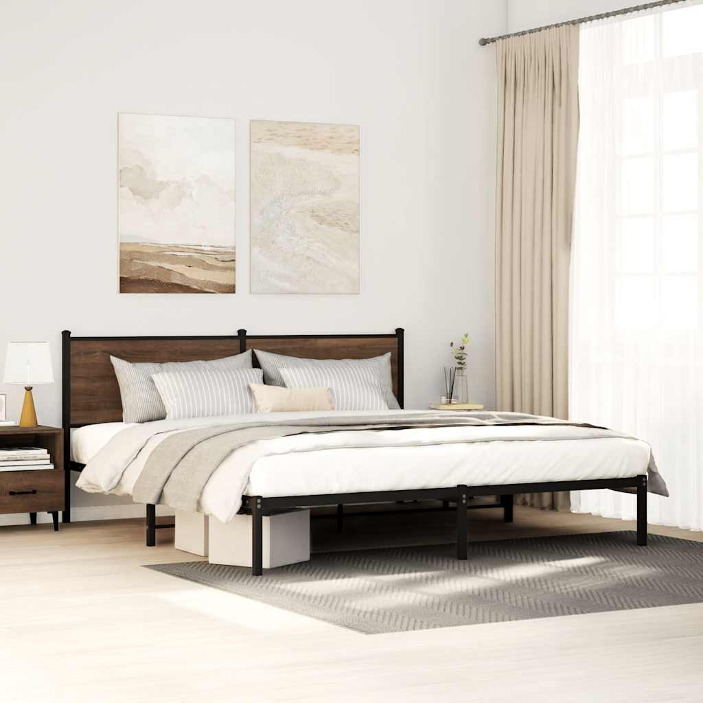 Cadre de lit en métal sans matelas chêne marron 193x203 cm - XIOS