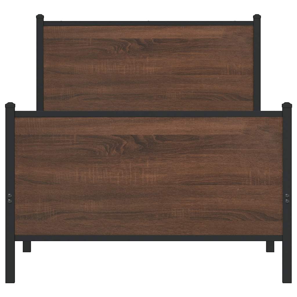 Cadre de lit en métal sans matelas chêne marron 80x200 cm - XIOS