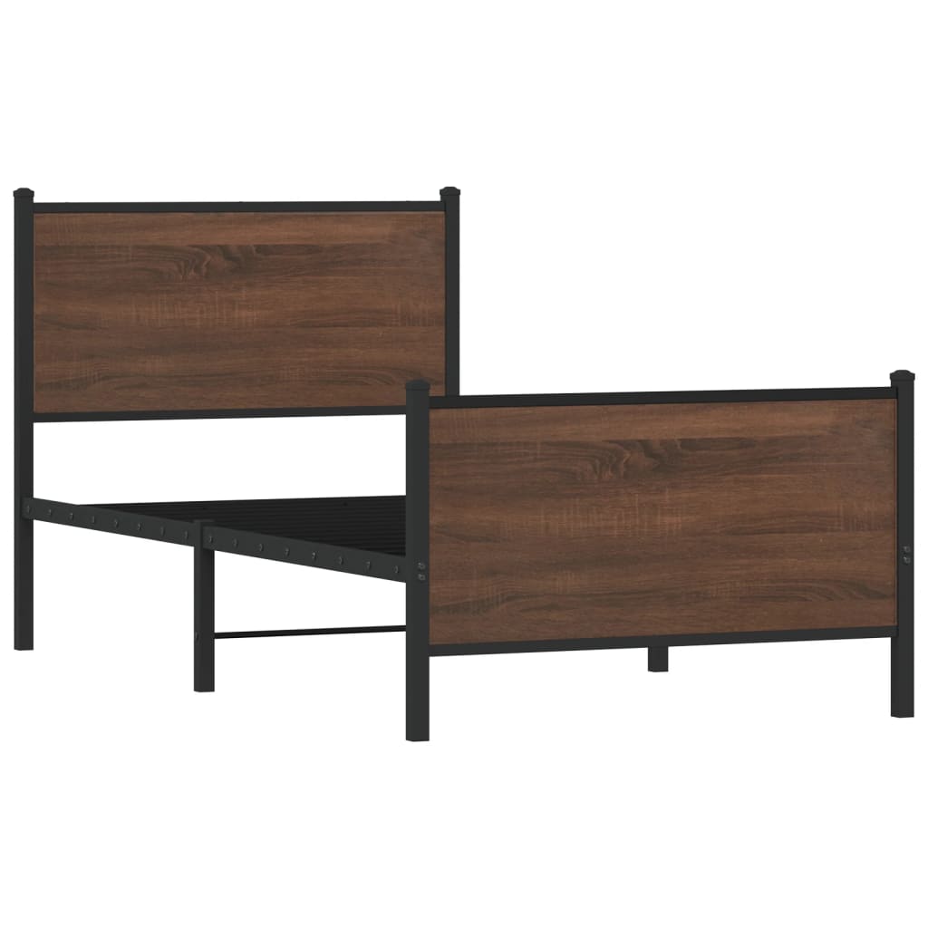 Cadre de lit en métal sans matelas chêne marron 90x190 cm - XIOS
