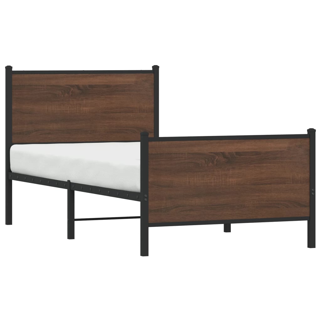 Cadre de lit en métal sans matelas chêne marron 90x190 cm - XIOS