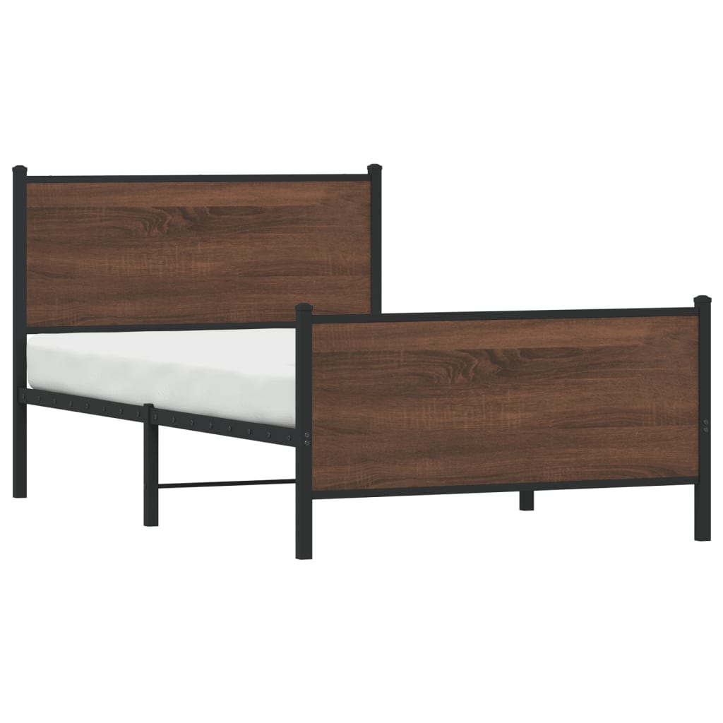 Cadre de lit en métal sans matelas chêne marron 100x190 cm - XIOS