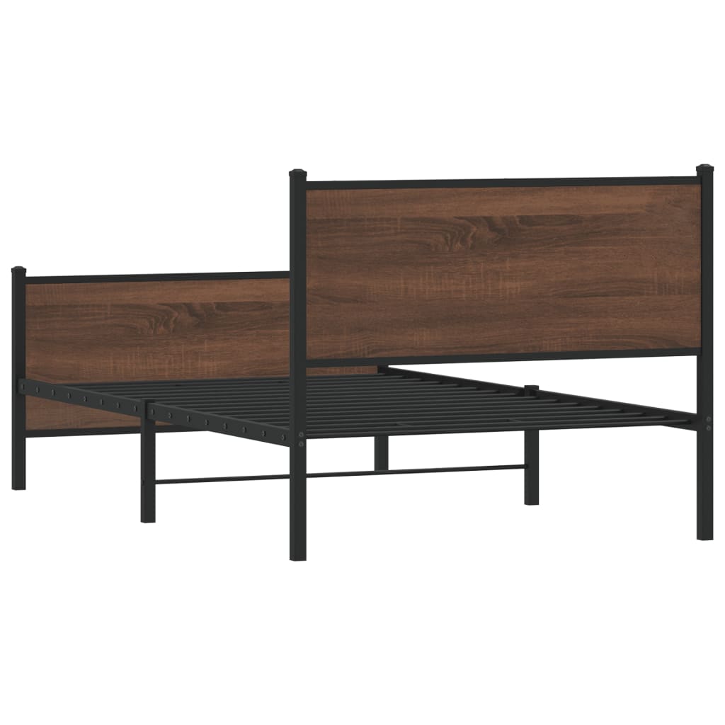 Cadre de lit en métal sans matelas chêne marron 100x190 cm - XIOS