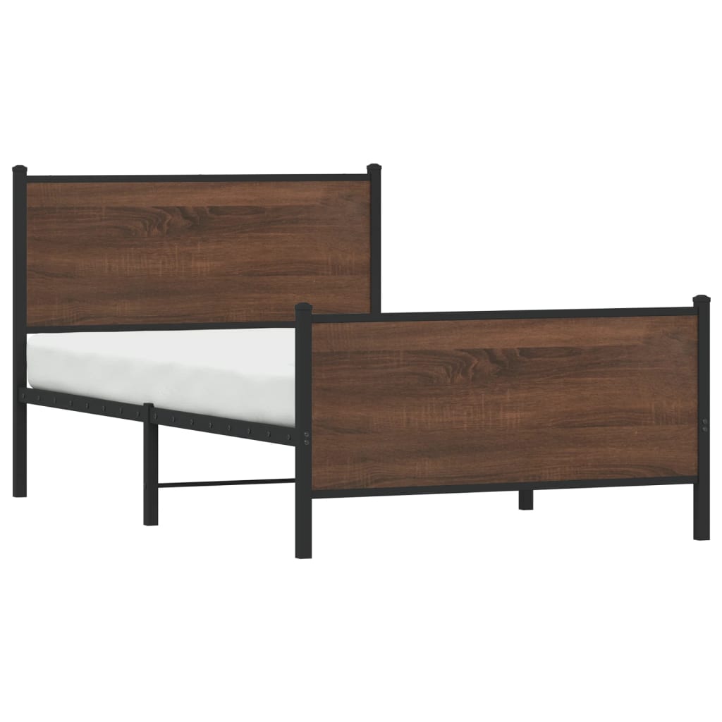 Cadre de lit en métal sans matelas chêne marron 100x200 cm - XIOS