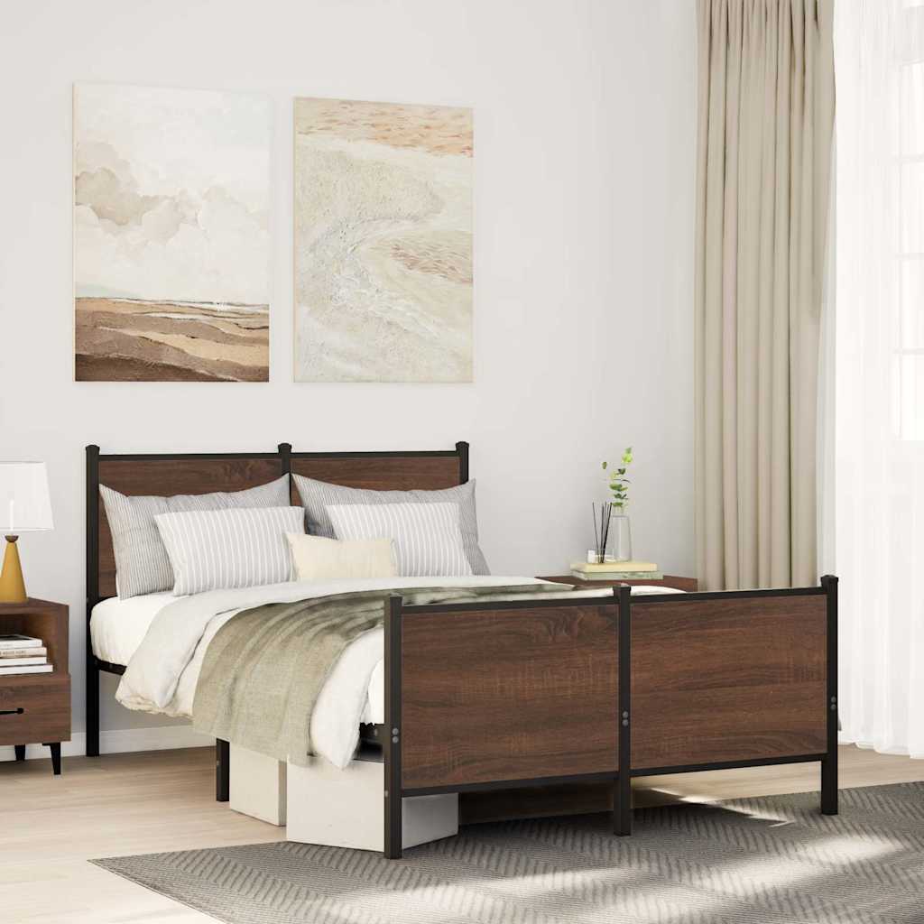 Cadre de lit en métal sans matelas chêne marron 120x200 cm - XIOS