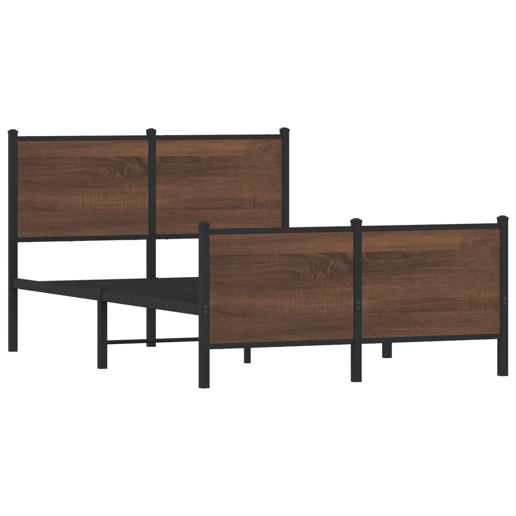 Cadre de lit en métal sans matelas chêne marron 137x190 cm - XIOS