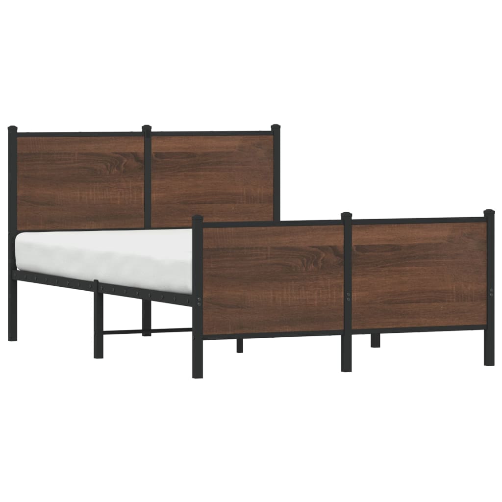 Cadre de lit en métal sans matelas chêne marron 137x190 cm - XIOS