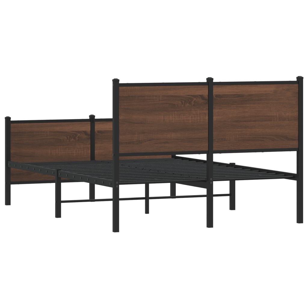 Cadre de lit en métal sans matelas chêne marron 137x190 cm - XIOS