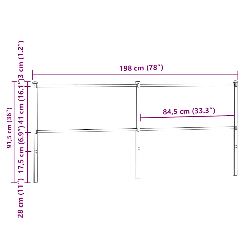 Tête de lit de remplacement chêne marron 190 cm bois d'ingénierie et acier - XIOS