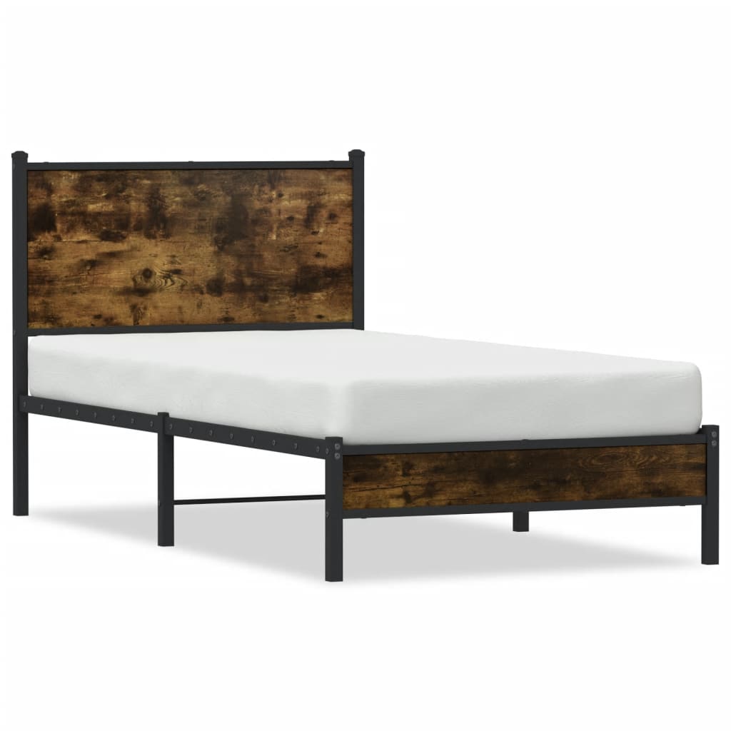 Cadre de lit en métal sans matelas chêne fumé 90x190 cm - XIOS