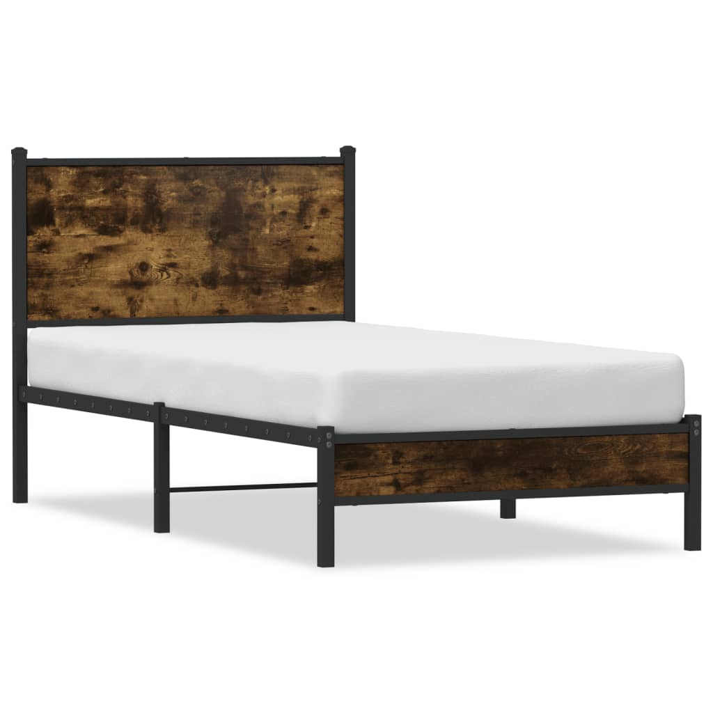 Cadre de lit en métal sans matelas chêne fumé 90x200 cm - XIOS