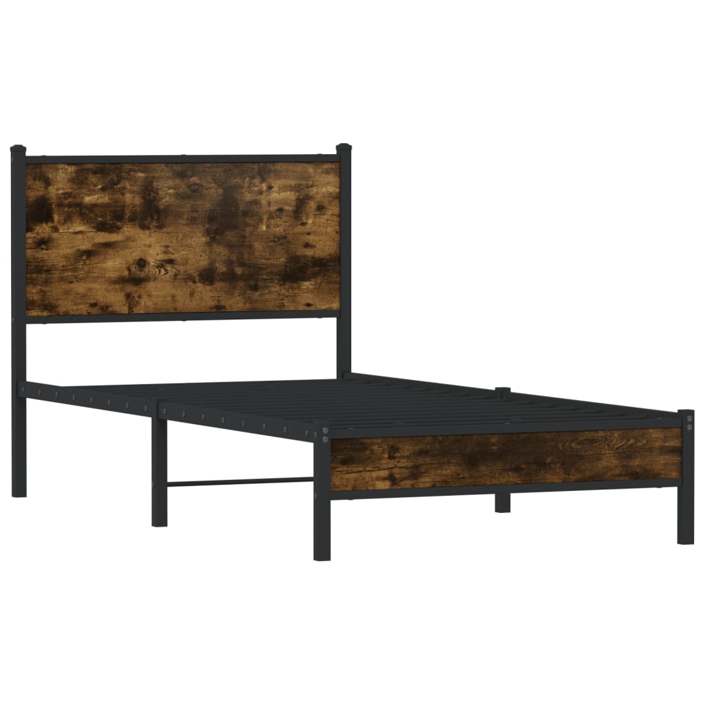 Cadre de lit en métal sans matelas chêne fumé 90x200 cm - XIOS
