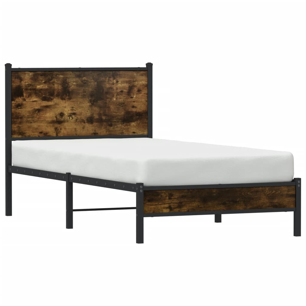 Cadre de lit en métal sans matelas chêne fumé 90x200 cm - XIOS