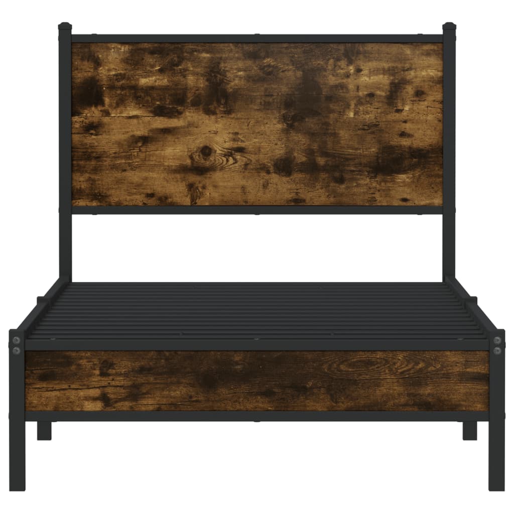 Cadre de lit en métal sans matelas chêne fumé 90x200 cm - XIOS
