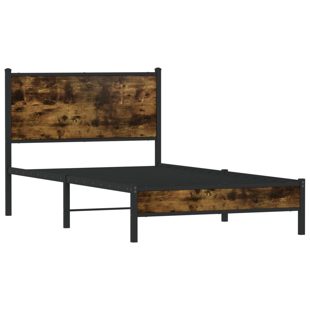 Cadre de lit en métal sans matelas chêne fumé 100x190 cm - XIOS