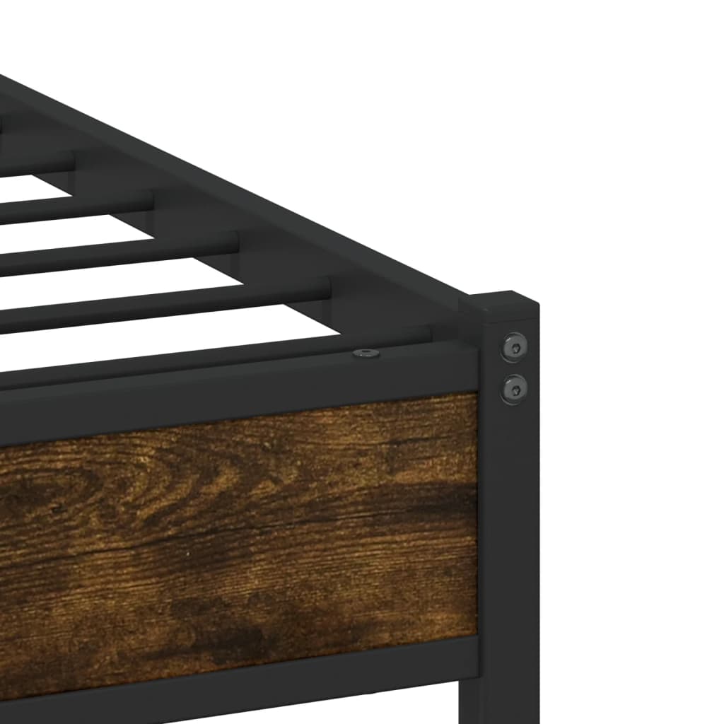 Cadre de lit en métal sans matelas chêne fumé 100x190 cm - XIOS