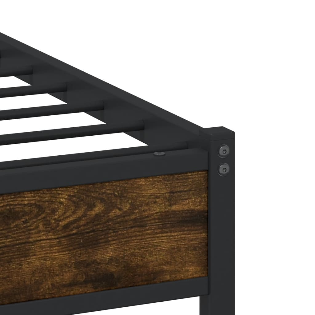 Cadre de lit en métal sans matelas chêne fumé 107x203 cm - XIOS