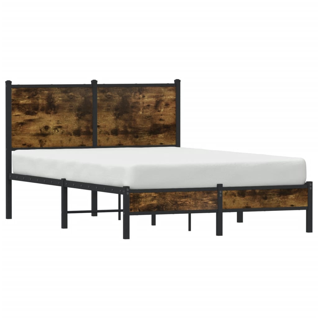 Cadre de lit en métal sans matelas chêne fumé 120x200 cm - XIOS