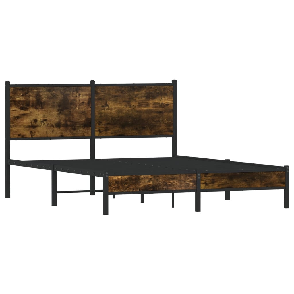 Cadre de lit en métal sans matelas chêne fumé 150x200 cm - XIOS