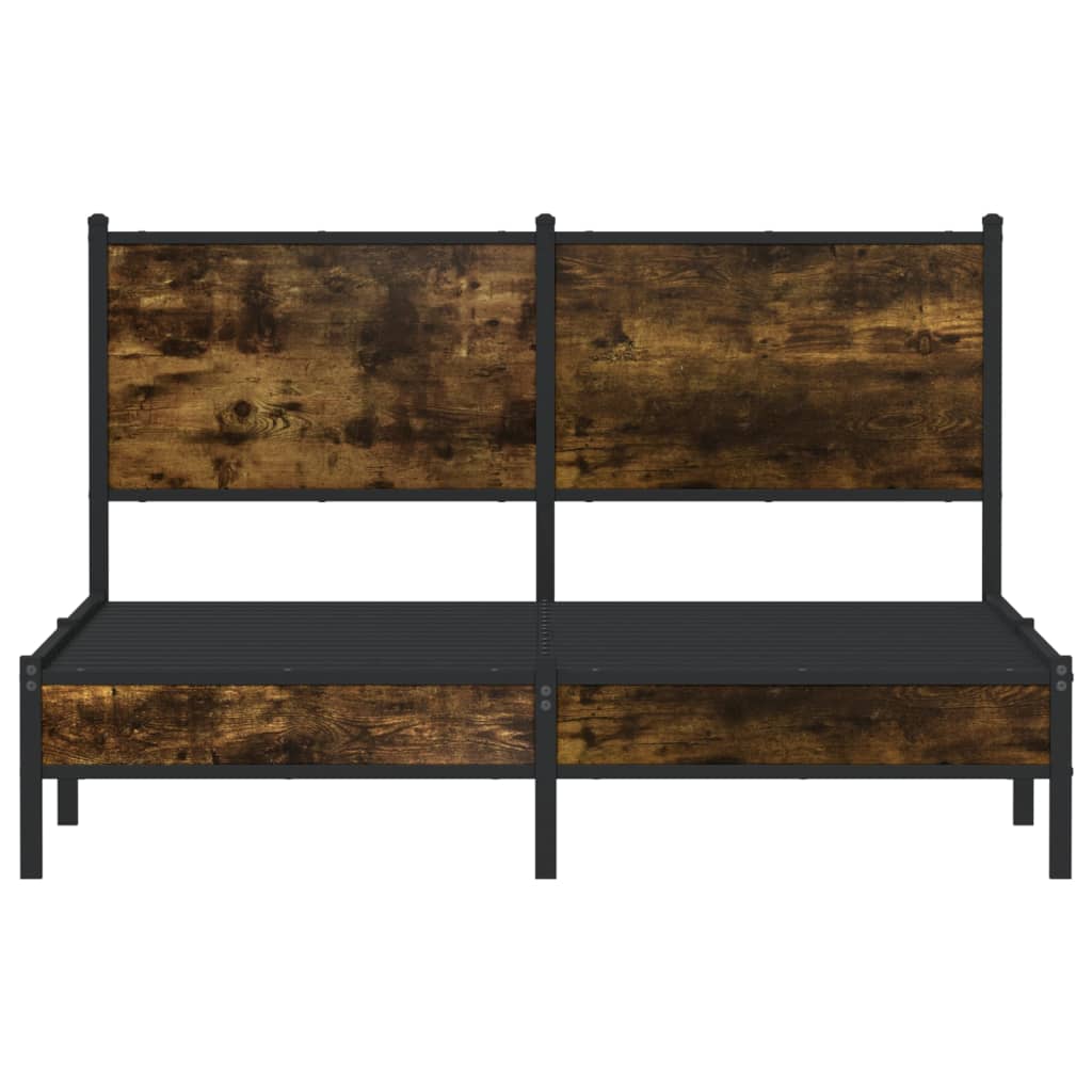 Cadre de lit en métal sans matelas chêne fumé 150x200 cm - XIOS