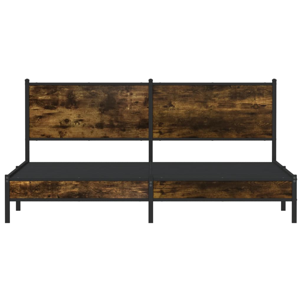 Cadre de lit en métal sans matelas chêne fumé 160x200 cm - XIOS
