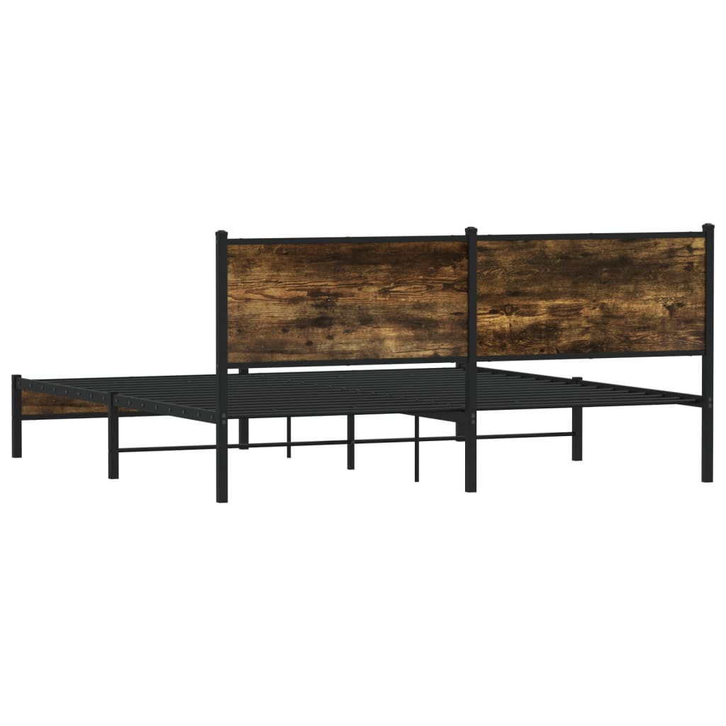 Cadre de lit en métal sans matelas chêne fumé 160x200 cm - XIOS