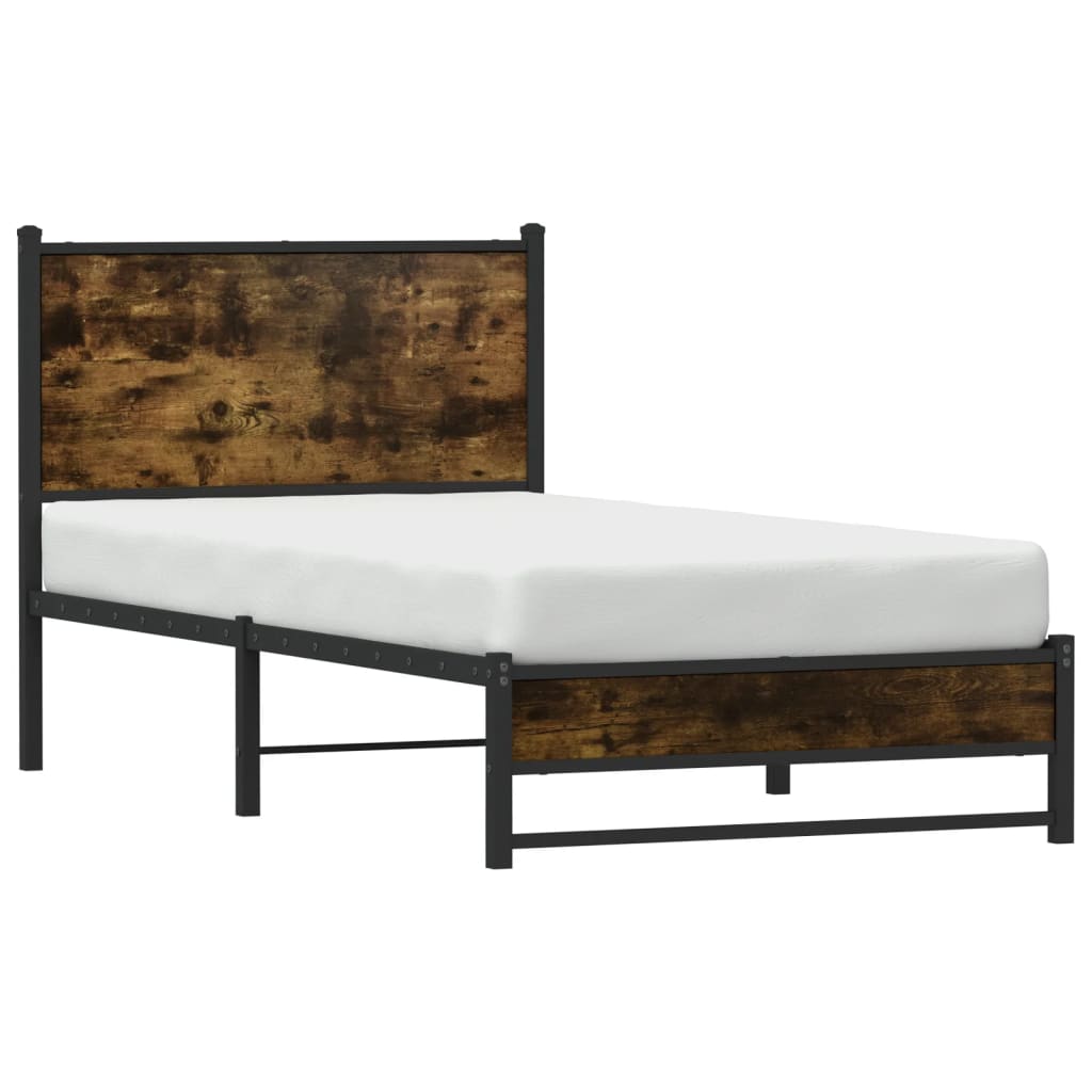 Cadre de lit en métal sans matelas chêne fumé 100x200 cm - XIOS