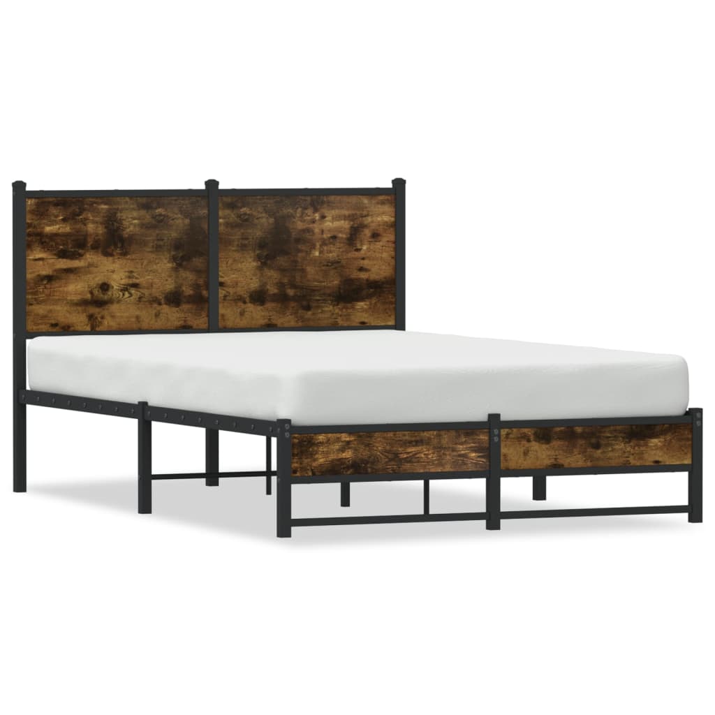 Cadre de lit en métal sans matelas chêne fumé 120x190 cm - XIOS