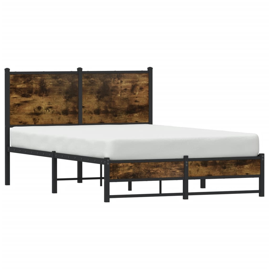 Cadre de lit en métal sans matelas chêne fumé 120x190 cm - XIOS