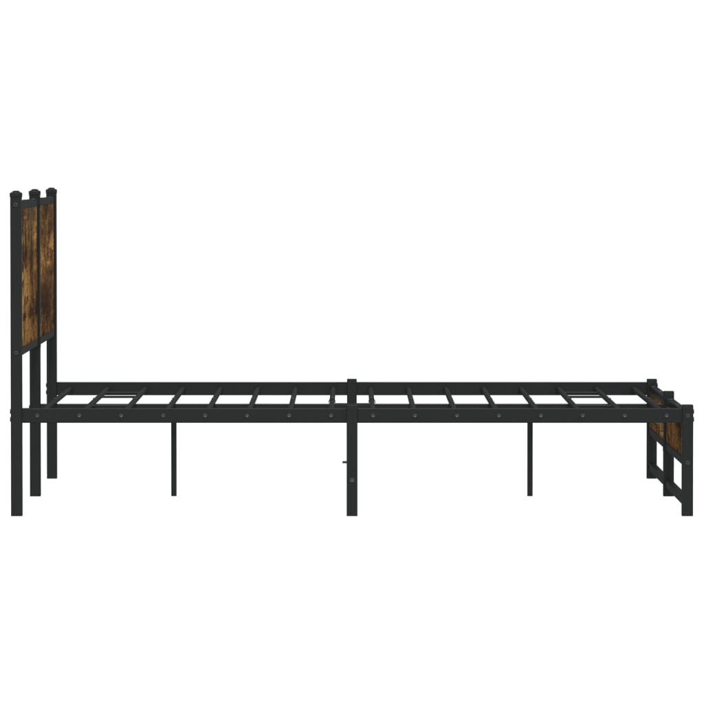 Cadre de lit en métal sans matelas chêne fumé 137x190 cm - XIOS