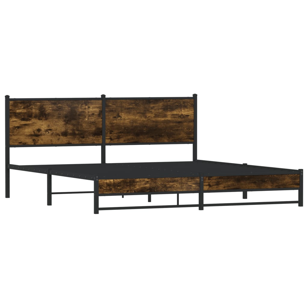 Cadre de lit en métal sans matelas chêne fumé 160x200 cm - XIOS