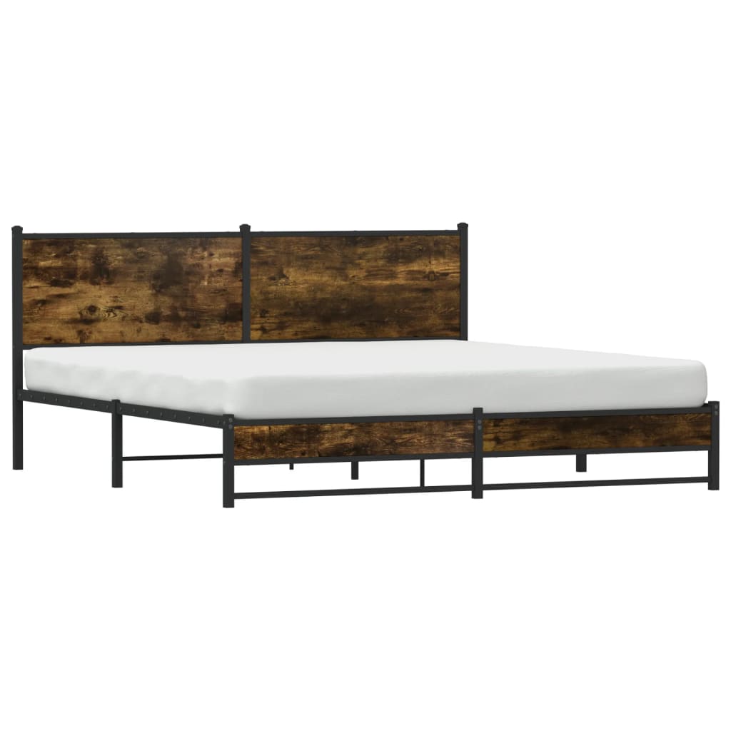 Cadre de lit en métal sans matelas chêne fumé 160x200 cm - XIOS