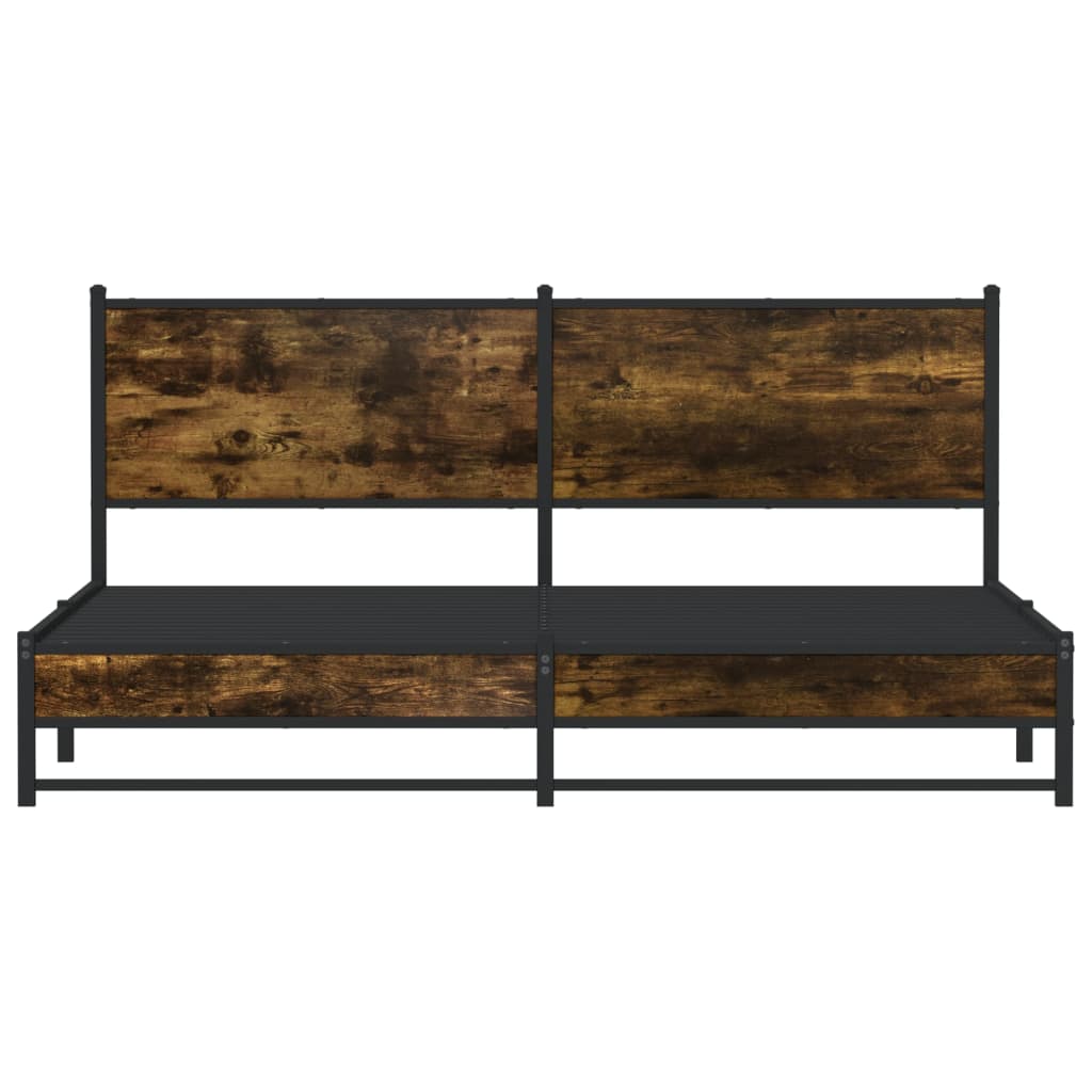 Cadre de lit en métal sans matelas chêne fumé 160x200 cm - XIOS