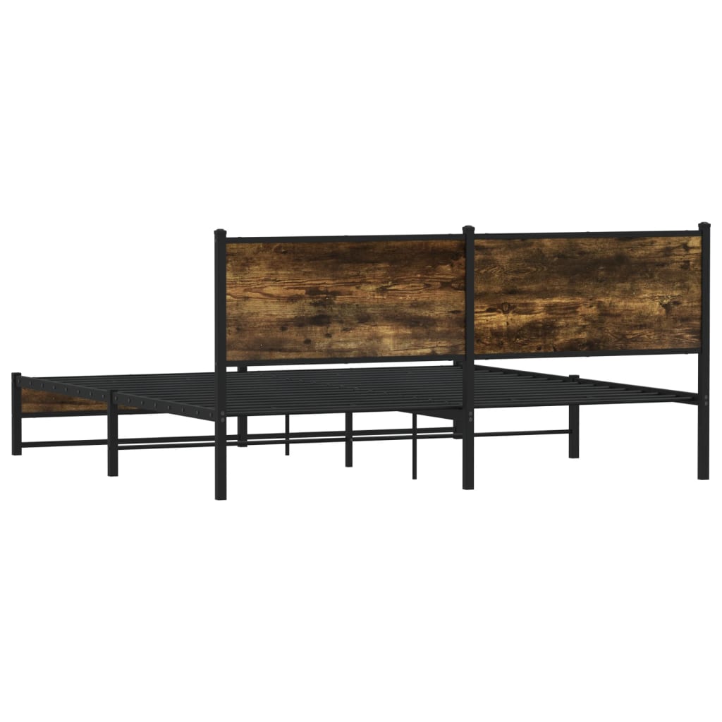 Cadre de lit en métal sans matelas chêne fumé 160x200 cm - XIOS