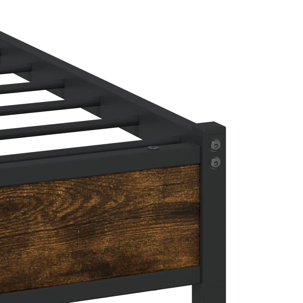 Cadre de lit en métal sans matelas chêne fumé 160x200 cm - XIOS