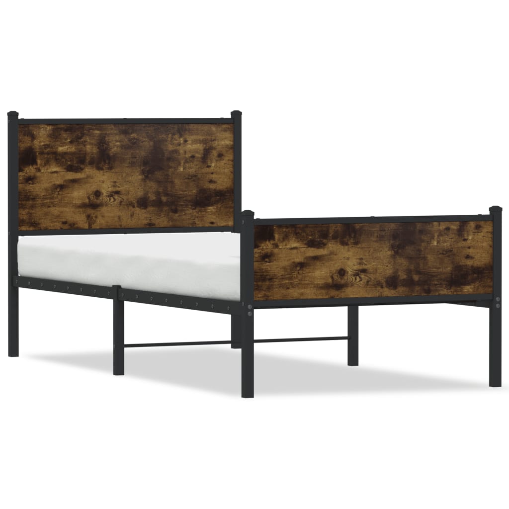 Cadre de lit en métal sans matelas chêne fumé 75x190 cm - XIOS